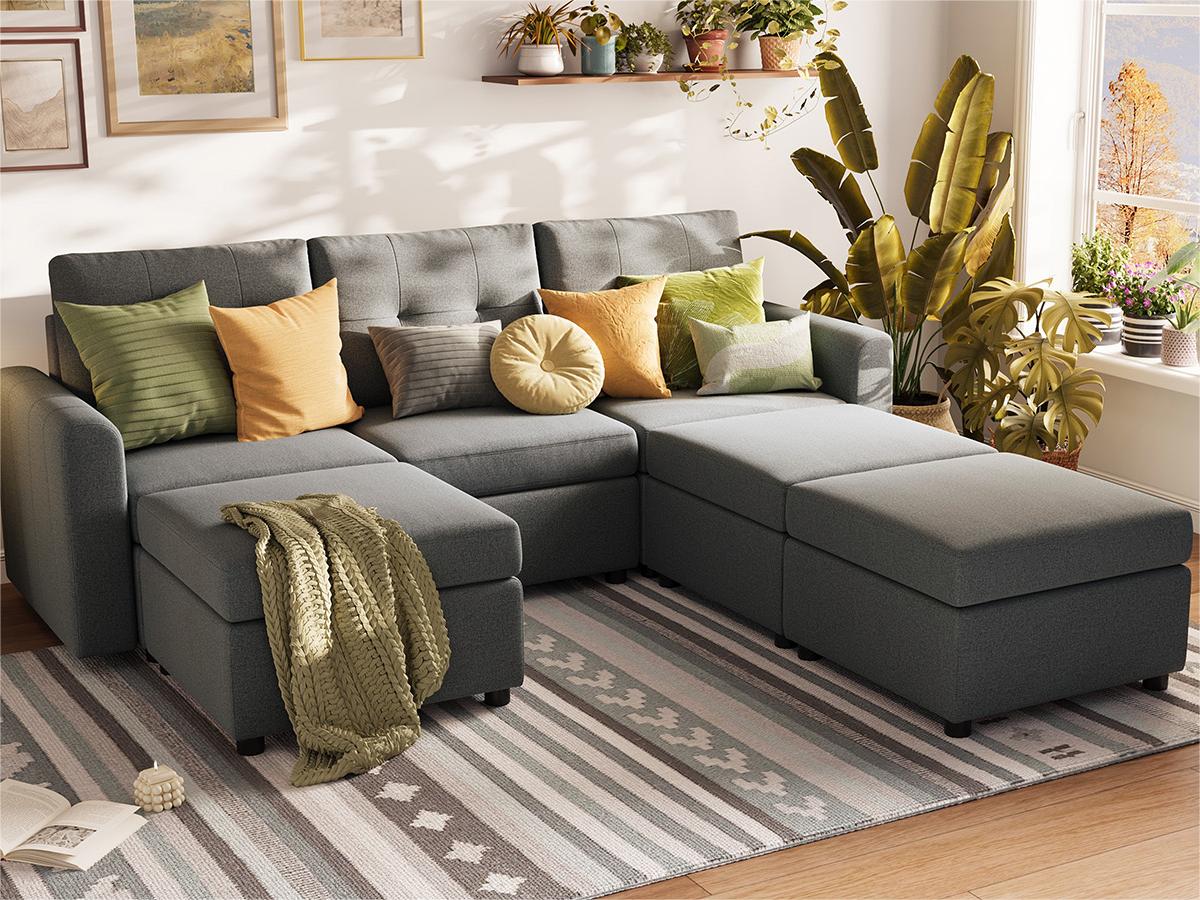 RUBIK III 3 Seats with 3 Ottomans - LINSY HOME